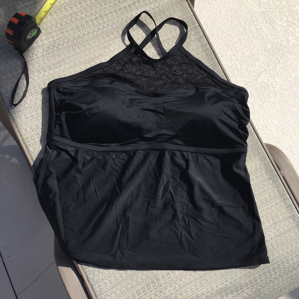 Plus size swim top. Lace, unique, high neck.